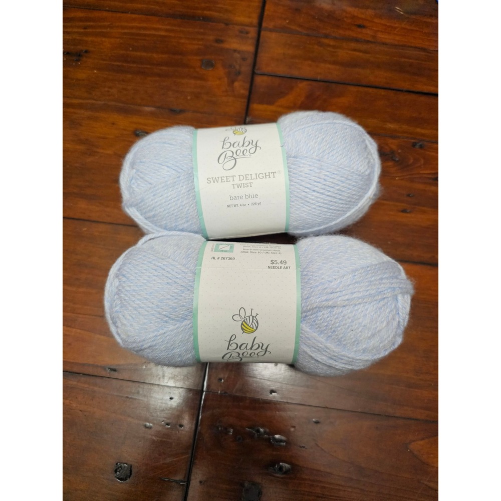 Baby Bee‎ Sweet Delight Twist Bare Blue Yarn Lot of 2 Skeins 4oz 226yd Each 90